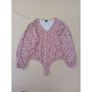 Daytrip Floral Bodysuit Women's L Coquette Feminine Balloon Sleeves